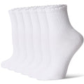 CS CELERSPORT Women's Mini Crew Ankle Socks with Scalloped Top,Pack of 6 - color: White, size: Small