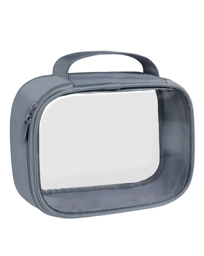 Moyad TSA Approved Toiletry Bag Clear Quart Size Travel Bags Makeup Bag - color: Grey, size: 1 Pack, Handle