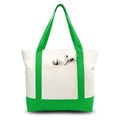 TOPDesign 1-Pack Canvas Tote Bag with an External Pocket, Reusable Grocery Shopping Bag, Top Zipper Closure, Daily Essentials (Lime Green/Natural) - color: Lime Green/Natural