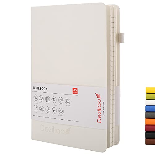 Lined Journal Notebooks with Pen Loop, Hardcover Notebook Journal for Work, 100Gsm Premium Thick Paper with Inner Pocket, Medium 5.7"x8.4", （White, Ruled） - color: White, size: 1 Pack