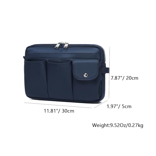 Pencil Holder Storage Bag for Women, Large Capacity Zippered Pencil Case with Multiple Pockets, Nylon Canvas Stationery Organizer for Office, Travel & Daily Use (Nylon,Navy Blue) - color: Navy Blue/Nylon
