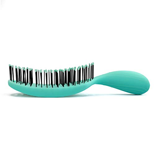 NuWay 4Hair® Junior C® - Compact Size Professional Curved Hairbrush - Vented Design Delivers Smoothing And Volumizing Quick Dry - Heat Resistant Bristles For Dry & Wet all hair types- Aqua - 1 Pc - color: Aqua