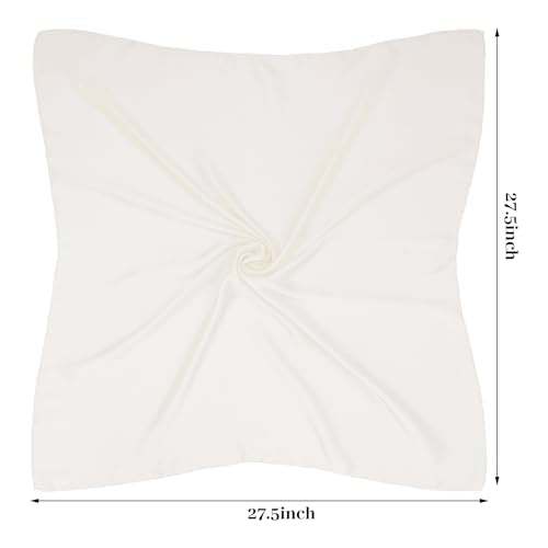 Pistha Satin Scarf Neck Scarf Square Bandanas Hair Handkerchief 27.5 inch - color: Off-white