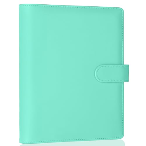 Antner A5 Notebook Binder 6 Ring Refillable Budget Planner Cover for Cash Organizer, PU Leather Loose Leaf Photocard Holder Aesthetic Binder with Magnetic Buckle for A5 Planner Inserts, Light Green - color: Light Green
