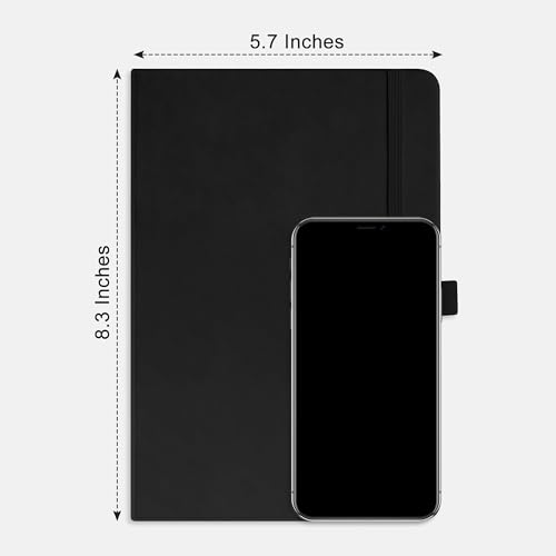 RETTACY Dotted Journal Notebook, 320 Numbered Pages, A5 (5.7'' × 8.3'') - color: Black