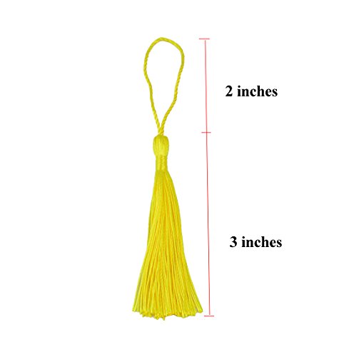 100Pcs 5 Inch Silky Bookmark Tassels for Jewelry, Souvenir(Mixed Yellow) - color: Mixed Yellow