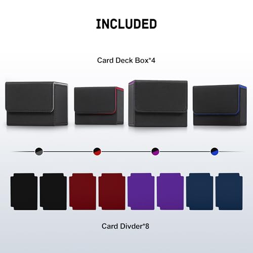 ZLCA 4PCS MTG Deck Box Holds 120+ Single Sleeved Cards Commander Deck Box - color: 4pcs-Multicolor, size: A-Horizontal