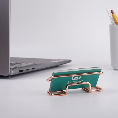 Business Card Holder for Desk, Cute Metal Card Organizers and Office Desk Accessories for Men and Women (Rose gold) - color: Rose gold