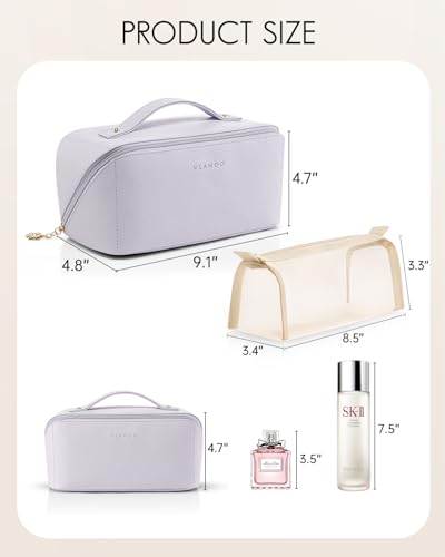 VLANDO Make up Bag,Women Travel Toiletry Case,Carry Handle,Purple - color: 08-Purple