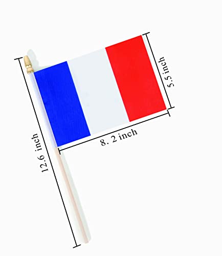 25Pack Small France Flag Handheld Mini French Flag on Stick 5x8 Inch - color: France