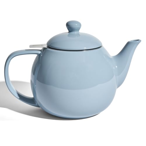Sweese Porcelain Teapot 27 oz with Infuser for Loose Leaf Tea, Bluish Grey - color: Bluish Grey, size: 27oz (with infuser)
