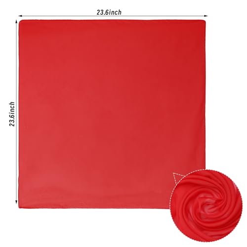 Pistha Chiffon Scarf Ribbon Neck Scarf Square Handkerchief 25.5 inch - color: Red