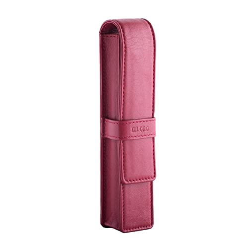 DiLoro Leather Single Pen Case Pencil Pouch Holder for One Fountain Ballpoint Rollerball Pen and Pencil (Red) - color: Red