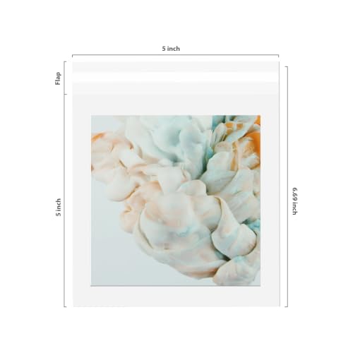 Egofine Self Sealing Cellophane Bags 100 PCS, Crystal Sealed Clear Bags for 5x5 Art Prints, Packaging Bags, Size: 5x5 inches - color: 5"x5"Pack of 100