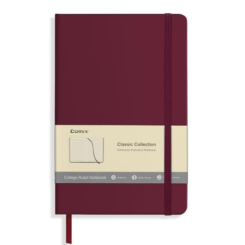 Comix Lined Journal Notebook for Work, 240 Pages, 5.5" x 8.3", Burgundy - color: Burgundy, size: 1 Pack