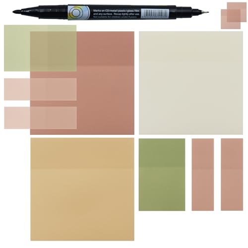 YOUDEFUL Clear Sticky Notes,Translucent Sticky Notes in 3 Sizes - size: Square Brown