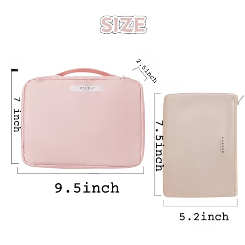 Queboom Travel Makeup Bag Cosmetic Bag Toiletry Bag for Women & Men, Pink - color: Pink-1pcs