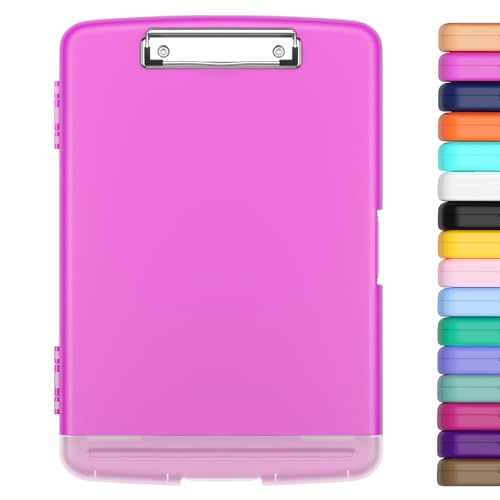Hongri Clipboard with Storage with Pencil Case, 8.5 x 11 Storage Clip Board - color: Light Red