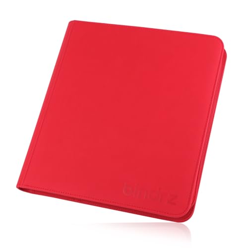 bindrz 12 Pocket Zipper Binder for 480 Sleeved Trading Cards (Red) - color: Red