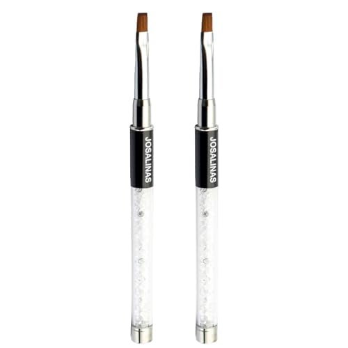 Nail Brushes Art Pen 2PCS, Gel Polish Painting Tools with Nail Extension Gel Builder, Salon at Home DIY Manicure (Black-Flat#6) - color: Black