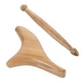 Sandalwood Massage Tools 2 Pcs Triangle Gua Sha Board & Acupressure Stick Ergonomic Massager Wood Stick for Foot, Head, Neck, Hands, Legs