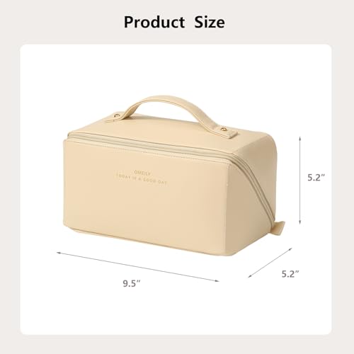 Omeily Travel Makeup & Toiletry Bag for Women Cosmetic Bag Makeup Organizer - color: C-Beige