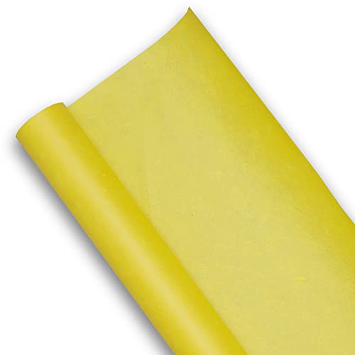 O-Bang Ji, Colered Hanji Paper Roll, Natural Fiber Unyong Texture / 45gsm, 21.3" x 590" / Korean Traditional Mulberry Paper (Yellow) - color: Yellow