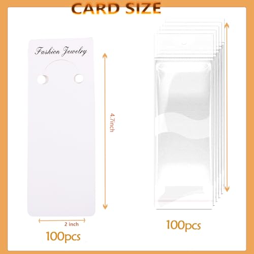 100 Set Keychain Display Cards with Bags,Jewelry Packaging Blank Hanging Cards for Selling - color: White-letter