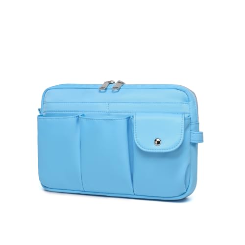 Pencil Holder Storage Bag for Women, Large Capacity Zippered Pencil Case with Multiple Pockets, Nylon Canvas Stationery Organizer for Office, Travel & Daily Use (Nylon,Sky Blue) - color: Sky Blue/Nylon