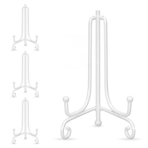 Artliving 4 Inch White Iron Small Plate Stand Holder, Picture Easel, Display Stand for Cookie, Photo,Placecard or at Weddings, Birthday Party(4 Pack) - size: 4 inch(4 pack)
