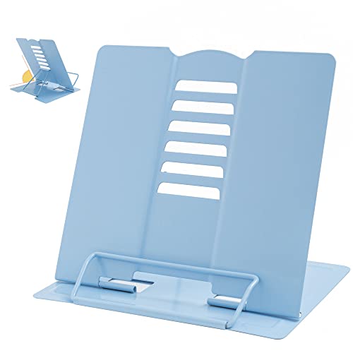 Metal Book Stand Adjustable Book Holder for Reading - color: Full Blue