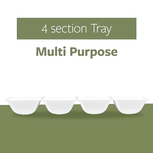 Plasticpro 4 Sectional Rectangle Plastic Disposable Serving Tray/Platter 5 X 16 White Pack of 2 - color: White