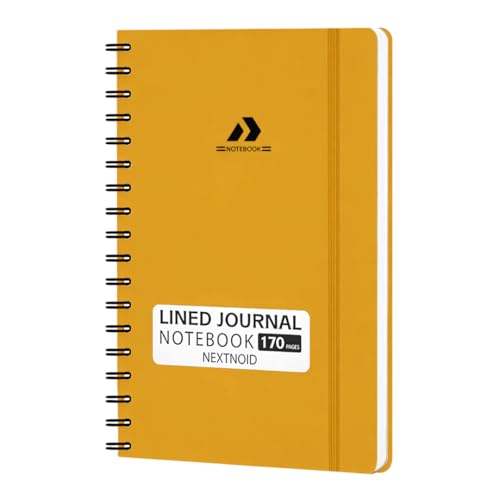 Nextnoid A5 Lined Spiral Notebook - 170 Pages, College Ruled, Yellow - color: l-Yellow