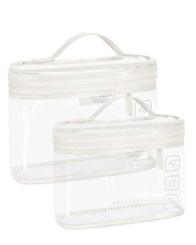 BAGSMART TSA Approved Toiletry Bag, 2 Pack Clear Makeup Cosmetic Bag Organizer, Quart Size Travel Bag for Toiletries, Carry-on Travel Accessories Essentials, White-2pcs - color: 01-White