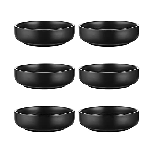 Selamica Ceramic 3.3 Inch Soy Sauce Dish Dipping Bowls Side Dishes Small Appetizer Pinch Bowls for Condiments, Sushi, Ketchup, BBQ-Set of 6(Matte Black) - color: Matte Black, size: 3.3 Inch, Set of 6