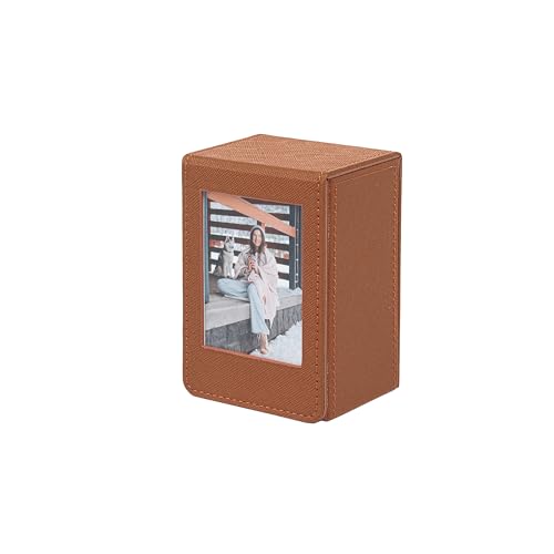 2 x 3 Mini Photo Storage Box for Polaroid Fujifilm Instax Mini 13 12 11 9 8 EVO Instant Film, Picture Frame and Containers, PU Leather. (Brown) - color: Brown