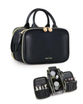 Prite Large Makeup Bag, Waterproof Travel Cosmetic Case with Brush Holder - color: Black, size: Medium