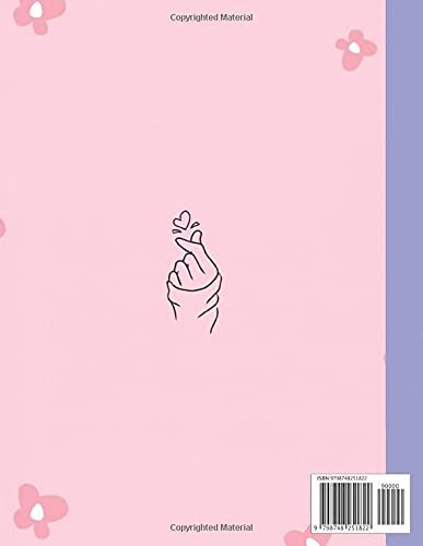 Korean Hangul Practice Notebook: 한글 원고지(Wongoji) Hangul Writing Practice Workbook /Hangul Manuscript Paper For Korean Language Learning, Simple and Cute Kpop Finger Heart Design Size 8.5x11”