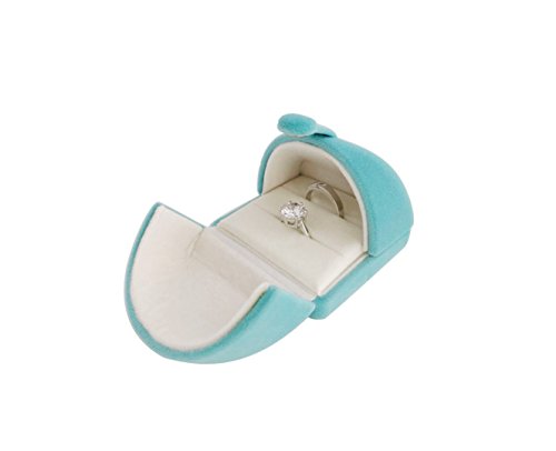 Premium Grade Aqua Velvet Jewelry Case for Two Rings Wedding Rings Double Rings Storage Box Classic Modern Unique - color: Couple Double Rings Case