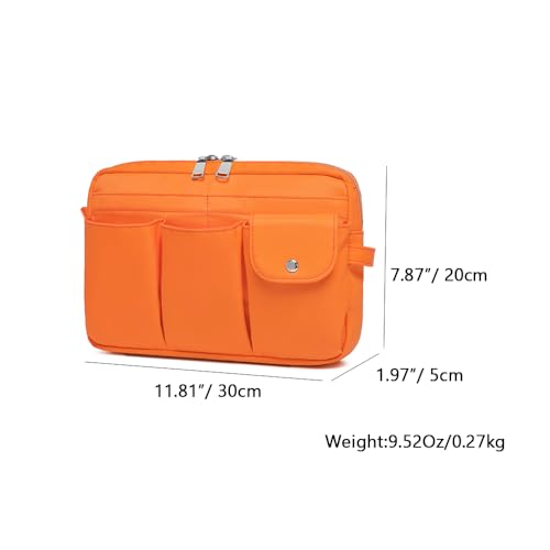 Pencil Holder Storage Bag for Women, Large Capacity Zippered Pencil Case with Multiple Pockets, Nylon Canvas Stationery Organizer for Office, Travel & Daily Use (Nylon,Orange Red) - color: Orange Red/Nylon