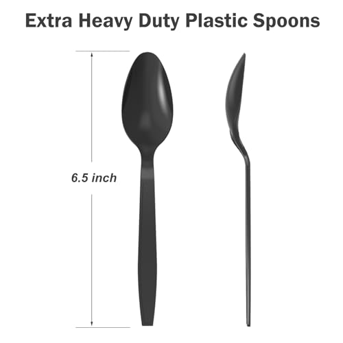 Dealusy 360 Count Black Plastic Spoons Disposable - color: Black