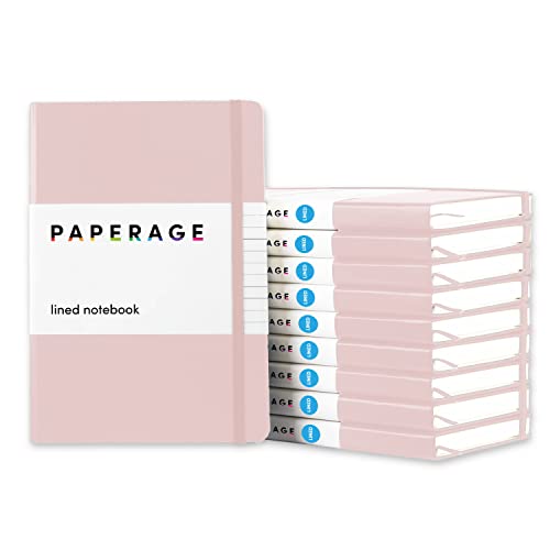 PAPERAGE Lined Journal Notebook, 10 Pack, (Blush), 160 Pages, Medium 5.6 in x 8 in - 100 GSM Thick Paper – Hardcover Journaling Notebook for Work, School & Note Taking - color: Blush, style: G. Lined-10 Pack