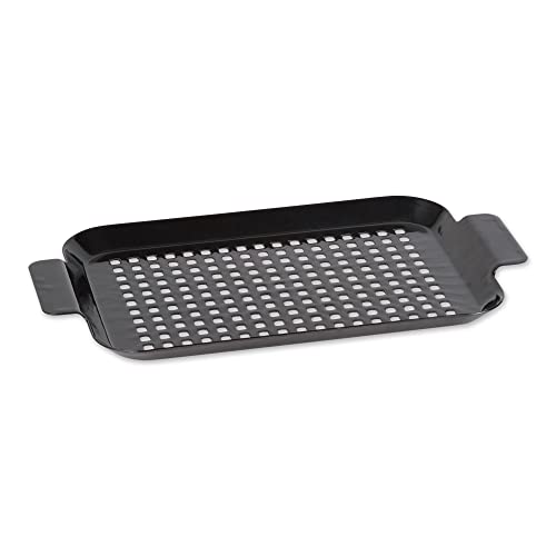RSVP International Porcelain Coated Steel BBQ Grill Tray/Pan, Outdoor Barbeque Grilling Accessories for Cooking Fish & Vegetables, Dishwasher Safe, Small, 13x7.25" - size: Small, 13x7.25"