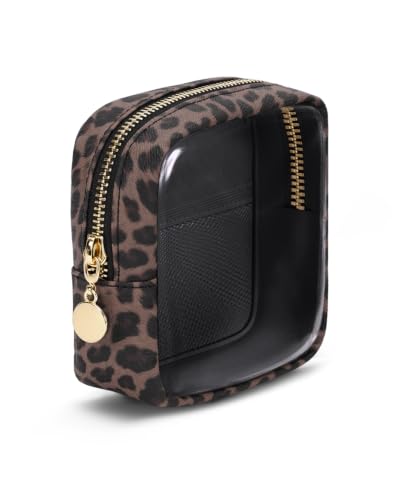 Clear Makeup Bag for Purse, Mini Make Up Bag, Brown Leopard Print - color: Brown Leopard Print