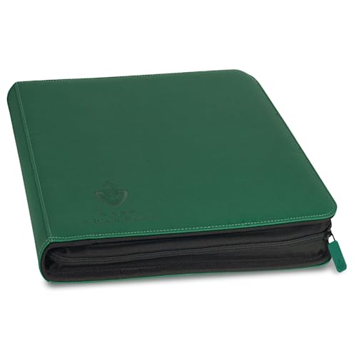 Card Guardian 12 Pocket Premium Binder with Zipper, Green - color: Green