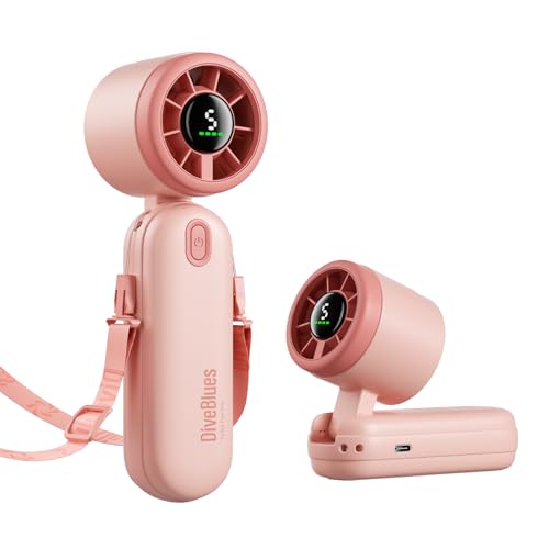 Diveblues Mini Portable Handheld Turbo Fan 27ft/s, 4000mAh Battery - color: Sakura Pink