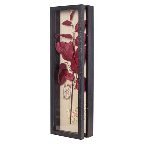 Freezing point Shadow Box Frame 8x25 Flower Shadow Box Pin Display Case Cabinet Picture Frame with Linen Back Memorabilia Awards Medals Badge Bouquet Wedding Memory Box for Keepsakes Long Black - color: Black, size: 8×25