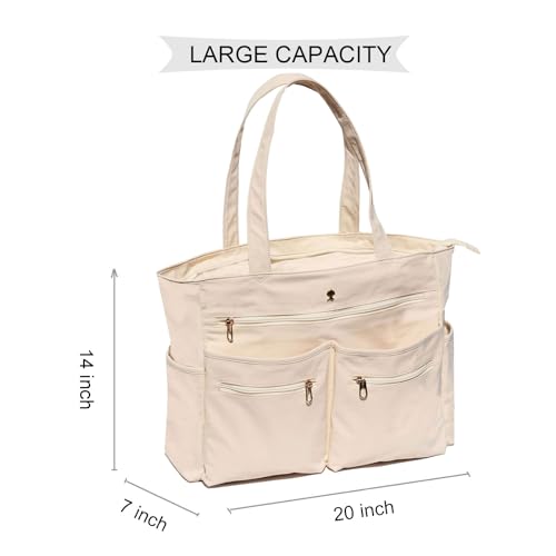 Weekender Bag Carry On Bag Overnight Tote Travel Duffle with 13 Pockets for Travel,Work，Gym,Beach,Teacher,Nurse - color: Beige