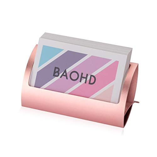 Metal Business Card Holder for Desk - Modern Aluminum Business Card Display Holder Stand, Desktop Name Card Rack Organizer, Rose Gold - color: Rose Gold