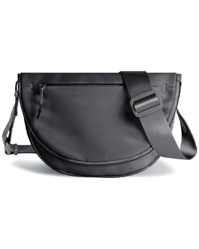 Crescent Bag for Women,Medium Nylon Crescent Bag Single Shoulder Bag - color: Black Grey